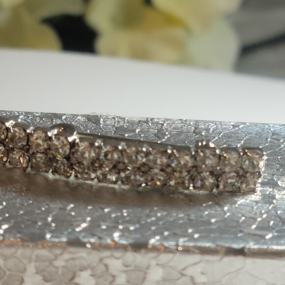 Antique Bar pin Double Row Cz High Quality Prong set on Rhodium Beauty Finish - Picture 2 of 6